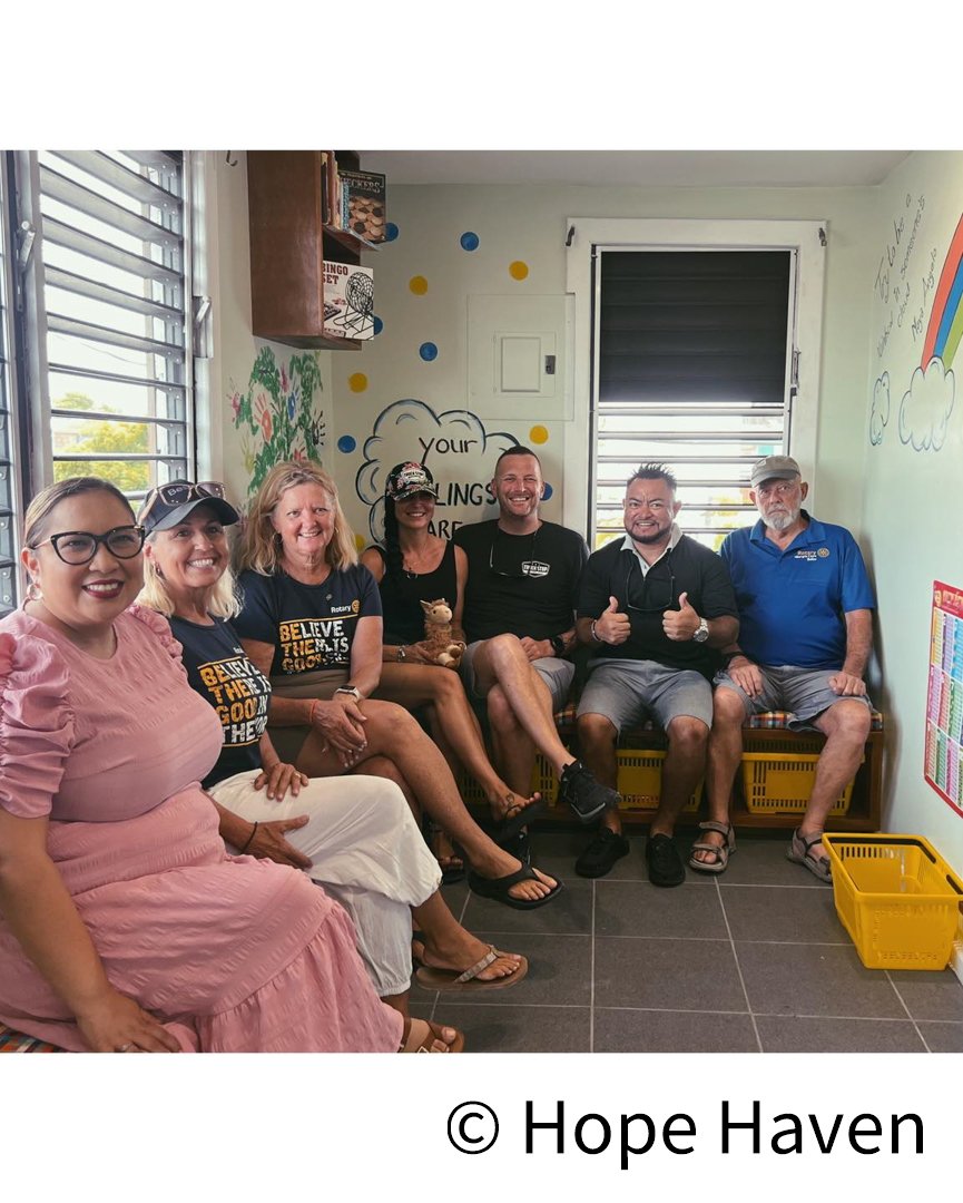 The Truck Stop and Rotary Club of Ambergris Caye in the renovated playroom at Hope Haven